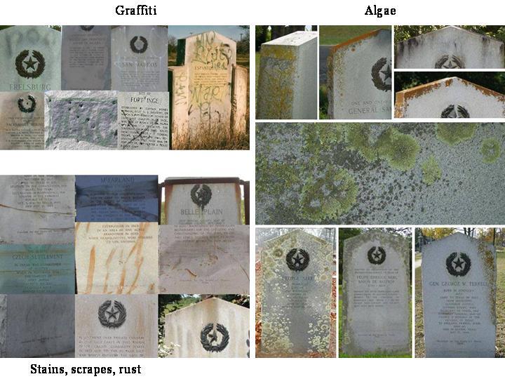 Texas Centennial showing graffiti,  algae, stains, scrapes, and rust