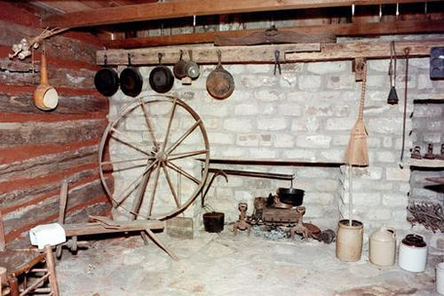 Log cabin interior, Stephenville, Texas