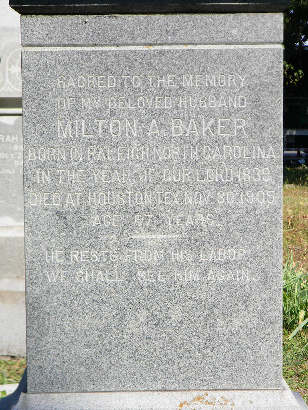 Houston TX - Olivewood Cemetery Baker Monument Base