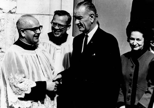 Father Schneider with the Johnsons at Stonewall , Texas