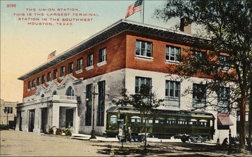 Union Station, Houston Texas old post card