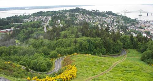 View of Astoria Oregon & Columbia River Bridge From the Column