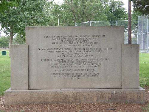 Amarillo Tx - Juan de Padilla 1936 Centennial Marker back