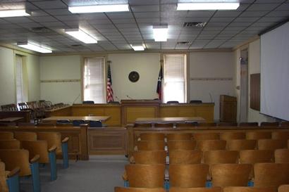 Boerne, Texas - old Kendall County Courthouse curtroom before restoration