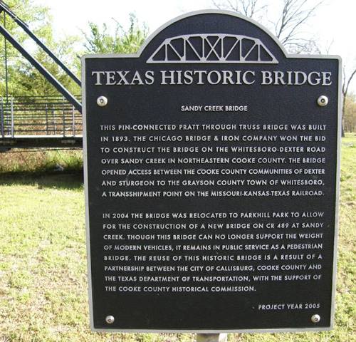 Cooke County  Sandy Creek Through Truss Bridge Marker