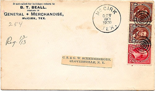 McGirk TX Hamilton County 1900 Postmark