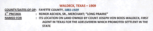 Fayette County Waldeck TX info